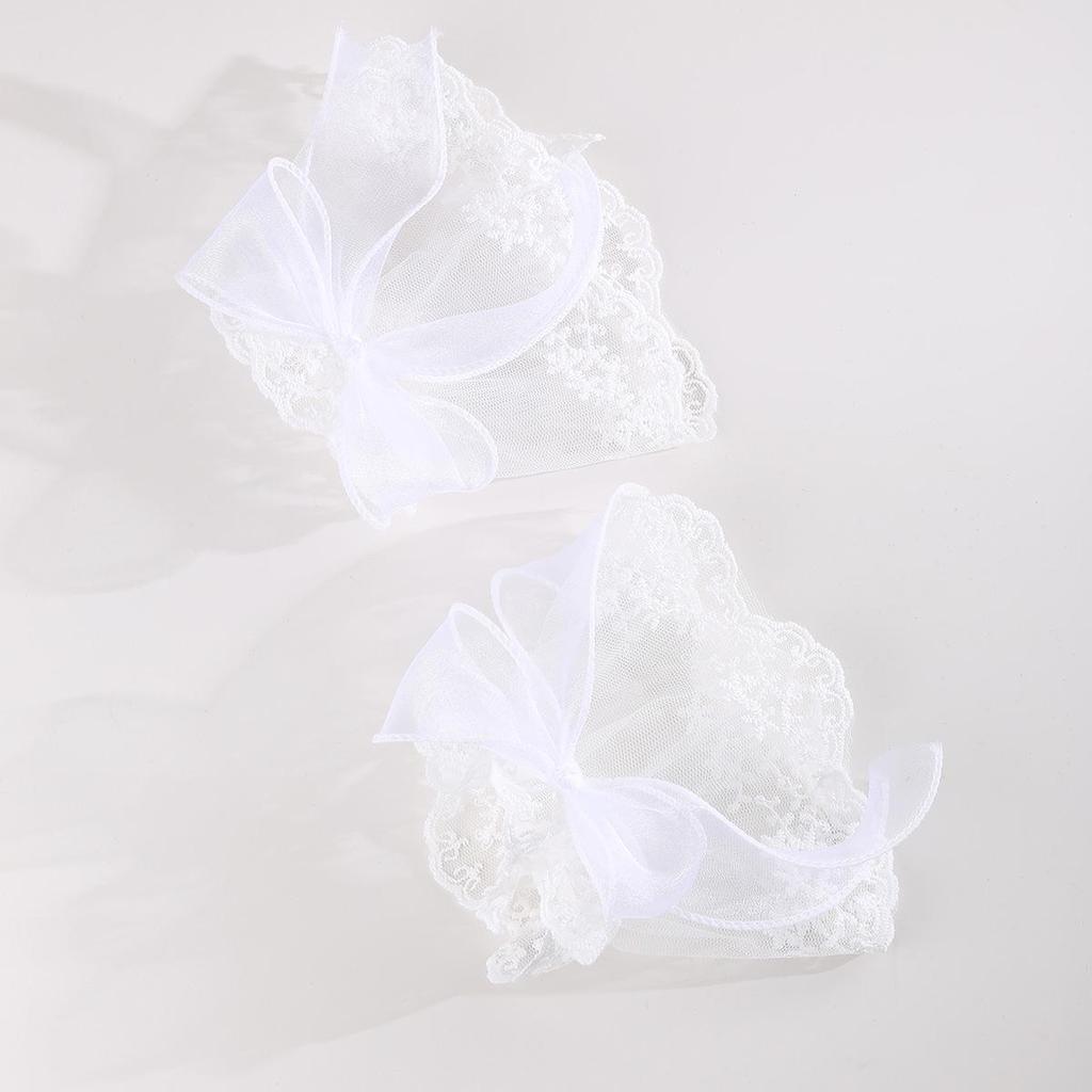 Lace Embroidery Tulle Gloves & Milk Silk Arm Sleeves for Wedding Dresses