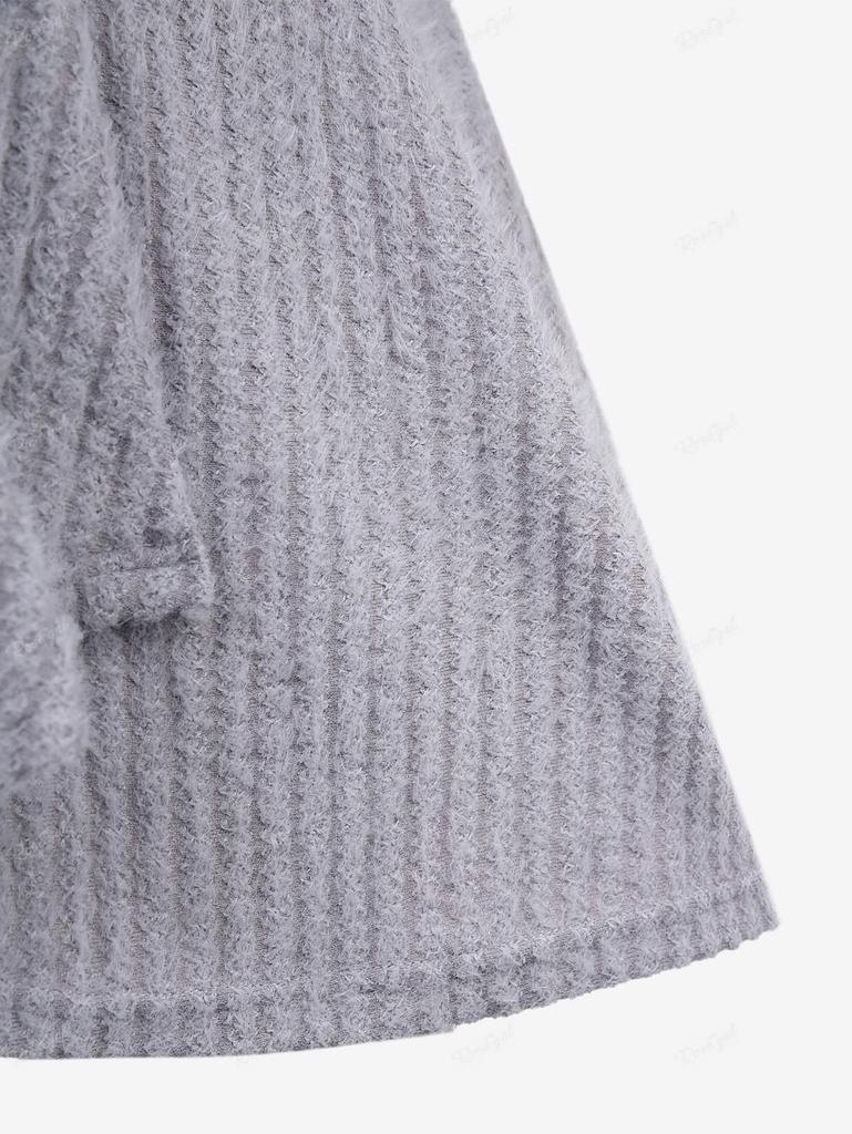 Rosegal – Pullover mit gerüschtem V-Ausschnitt und Tulpensaum in Übergröße mit Wimpernstruktur