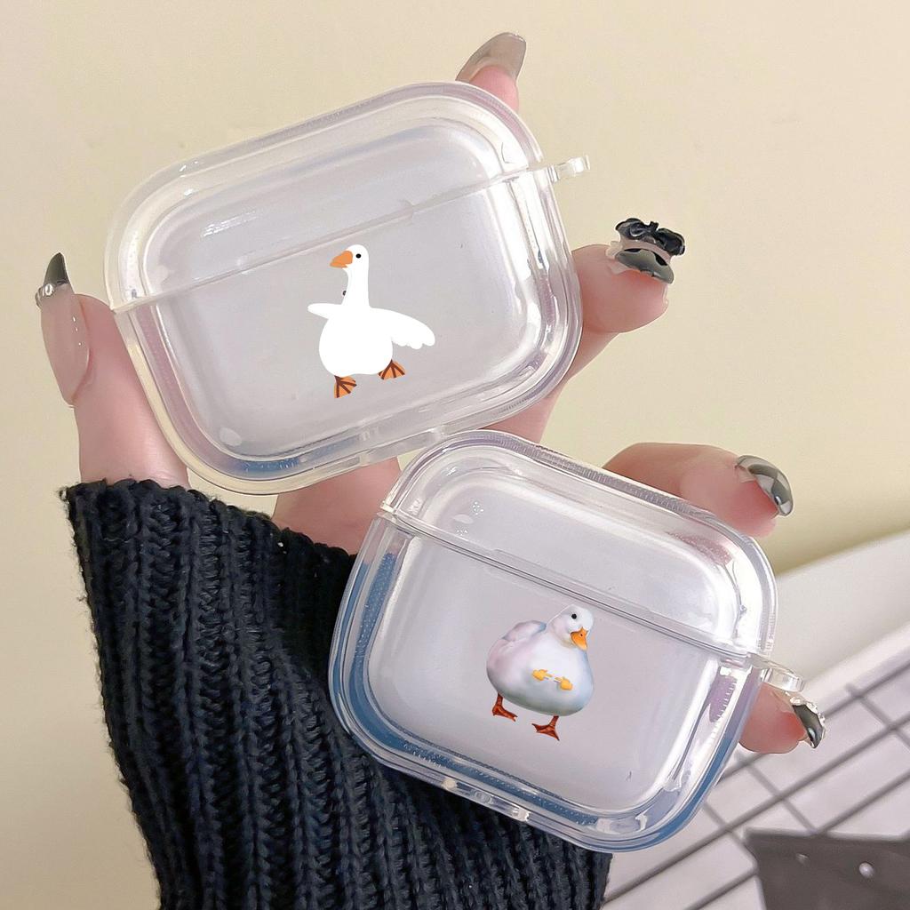 Cartoon Doubt Duck Silicone Case for Apple Airpods 2 1 Earphone Cases With Hook For Airpod Pro 3 Pro2 Clear Protective Covers