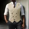 Vintage Britischer Stil Zweireihige Herren Anzug Westen Hochzeit Business Party Slim Fit Ärmellos Smoking Weste Herrenbekleidung