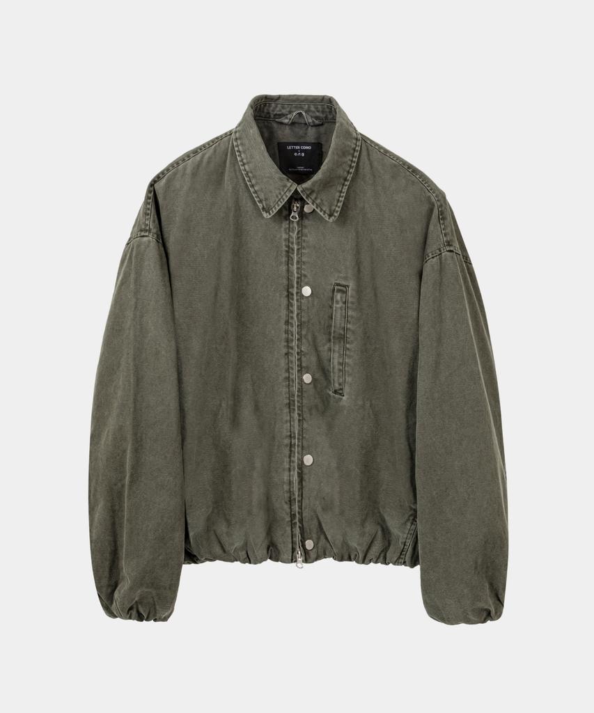 LETTERCOMO Washed Work Crop Blouson Jacket Khaki