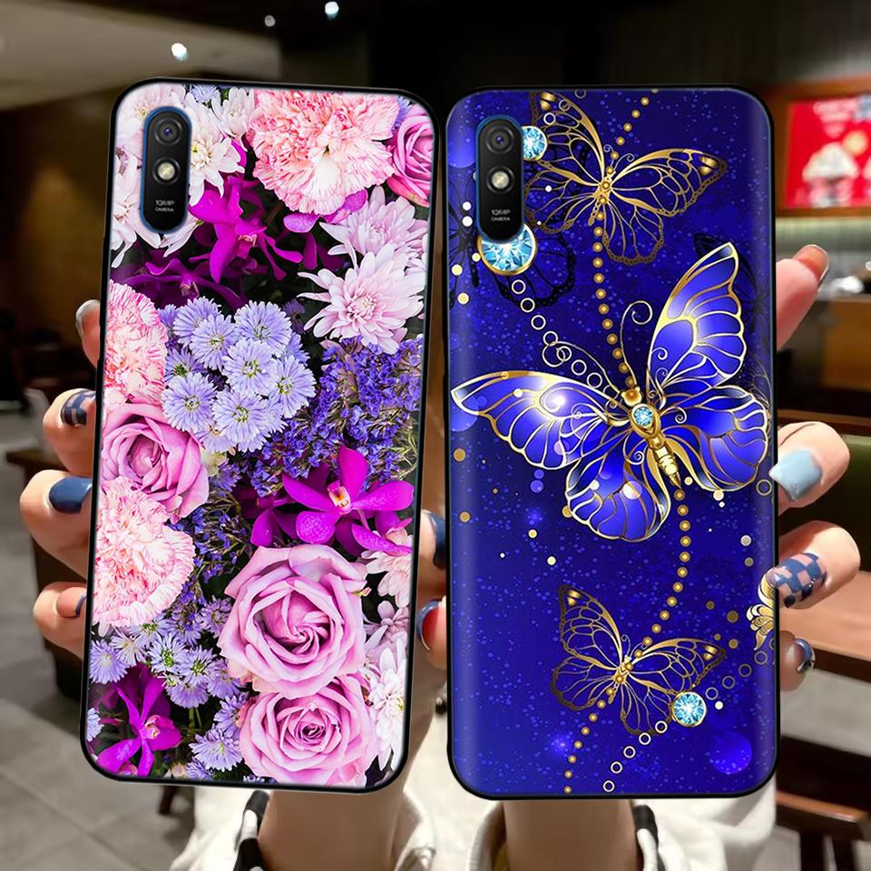 Phone Case For Redmi 9A Case Fashion Butterfly Soft TPU Back Cover For Xiaomi Redmi 9A Case Silicone Cover For Redmi 9A 9AT Bags