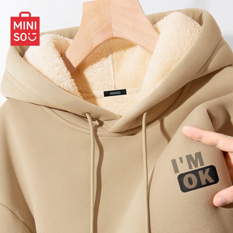 

MINISO Men s American Retro Fleece-Lined Hoodie 2XL