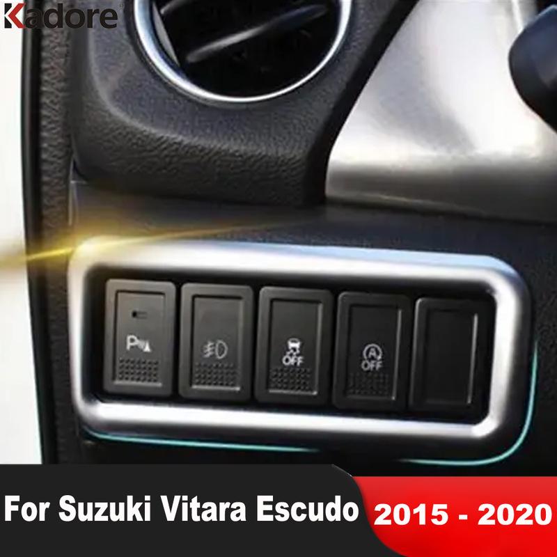 For Suzuki Vitara Escudo 2015 2016 2017 2018   Matte Car Head Light Lamp Switch Button Cover Trim Interior Accessories