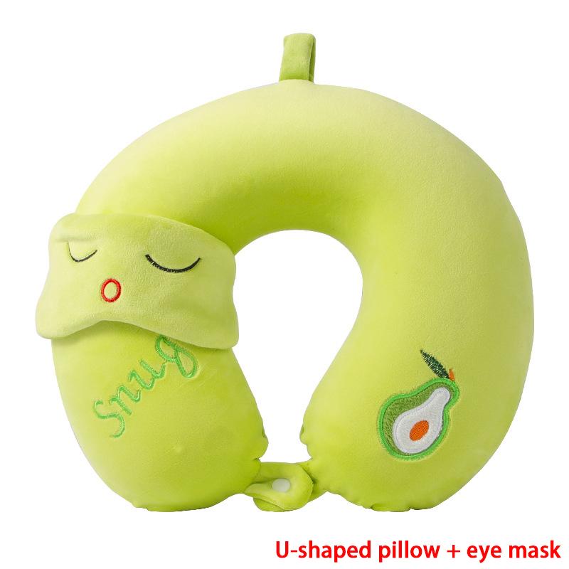 Cartoon U-Shaped Pillow Memory Foam Pillow Core Neck-Protecting Pillow for Airplane Car Travel Portable Office U-Shaped Pillow