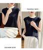 2026 Spring/Summer Women's Color Block Tencel Wool Organza Sleeveless Knit Vest