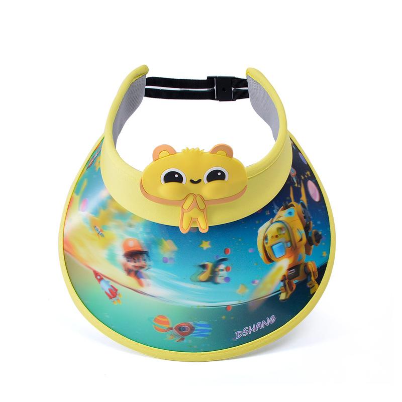 1103 cartoon cute 3D big eaves with fan children's hat boys and girls summer outdoor sunshade sun protection empty top hat