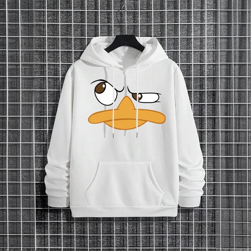 Funy Cartoon Duck Men Hoodies 2025 Streetwear Fashion Hip Hop Hooded Sweatshirt Male Trendy Casual Autumn Winter Style Hoody