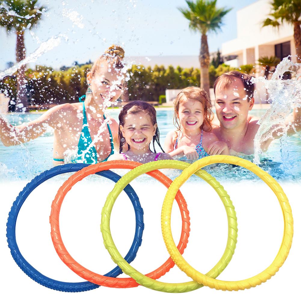 4Pcs Underwater Swimming Rings Underwater Sport Rings Throwing Dive Water Toy for Kid Children Swimming Diving