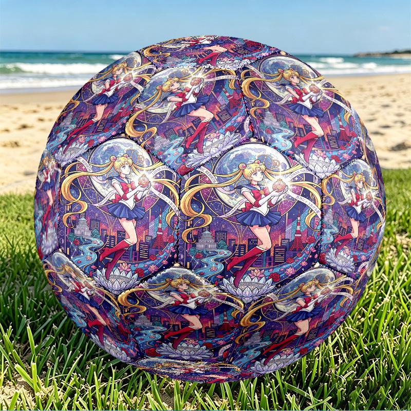 Sailor Moon Print Size 5 Soccer Ball, PU Wear Resistant Football for Match Training and Daily Practice, Birthday Gift for Soccer Fans