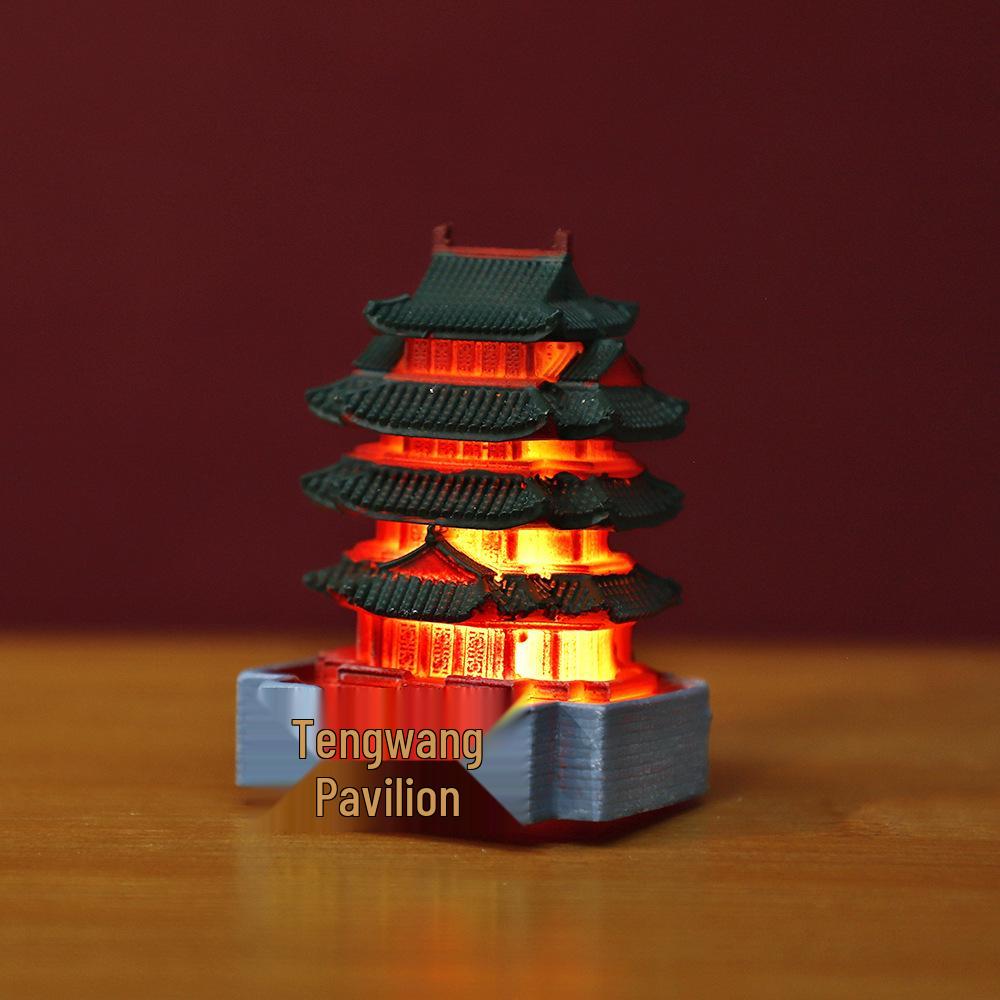 Chinese Ancient Architecture Luminous Resin Fridge Magnet - Tengwang Pavilion Souvenir Gift