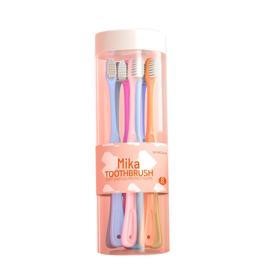 Set de Cepillos de Dientes de Estilo Japonés con Cerdas Suaves y Tapas - Paquete Familiar para Adultos, Colores Macarrón