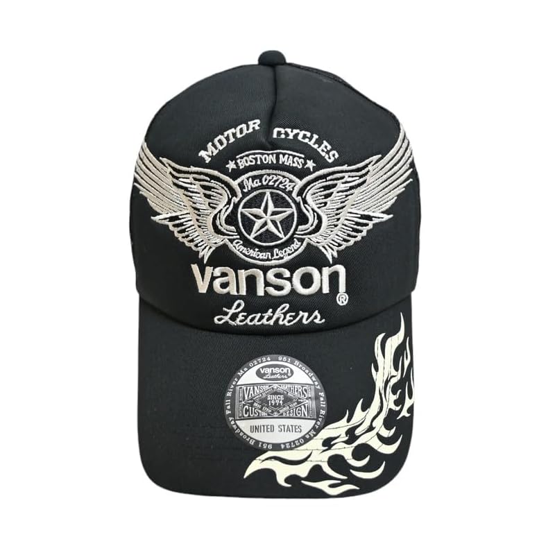 

[Banson] NVCP-2405 twill mesh cap hat flying star men s biker bike (JP, alphabet, Free Size, black)