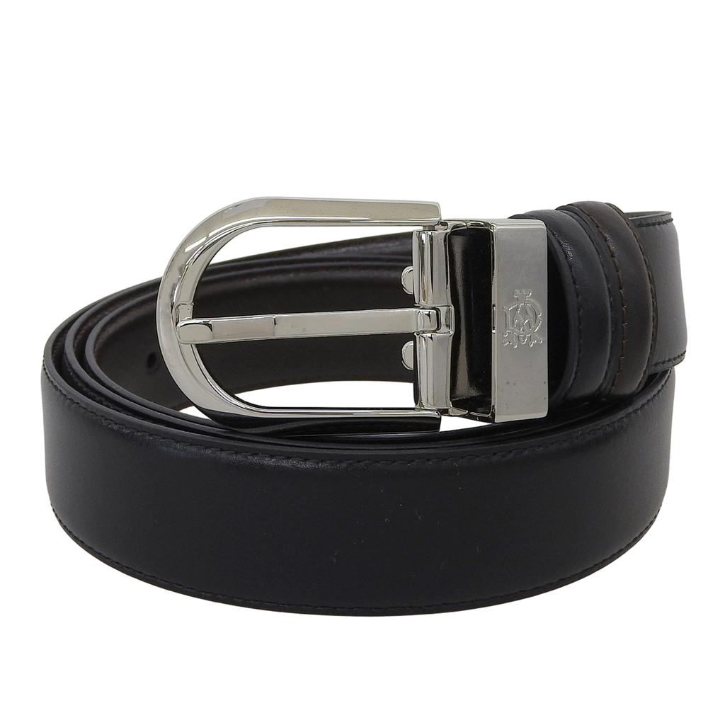 Excellent Dunhill belt reversible black leather mens Used