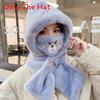 Plush Hooded Scarf For Women With Windproof Neck Cover And Soft Polyester Material