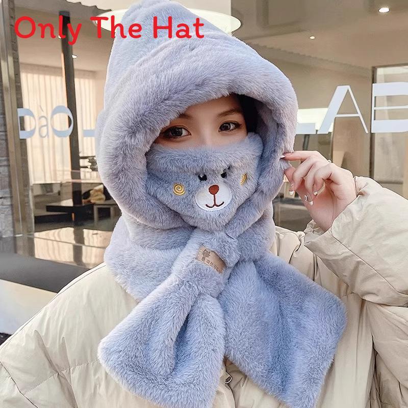 Plush Hooded Scarf For Women With Windproof Neck Cover And Soft Polyester Material