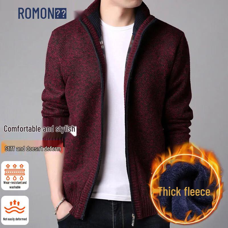 ROMON Мужской вязаный кардиган с толстой флисовой подкладкой L 18940₽