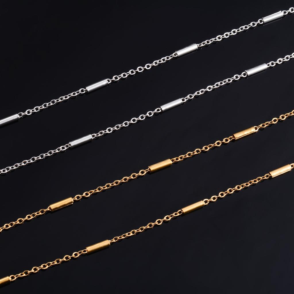 2mm Chic Link O Chain with Cylinder Stainless Steel Long Necklace for Women Ladies Choker on the Neck Jewelry Making Accessories