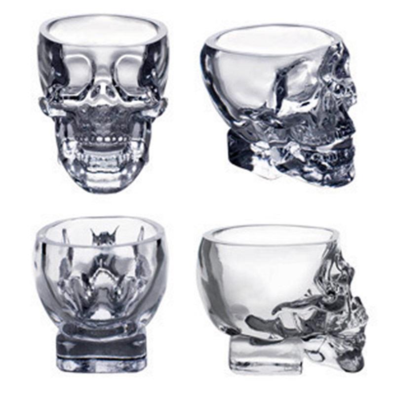 Skull Head Shot Glass Cup Beer Mug Wine Glass Mug Crystal Whisky Vodka Coffee Cup 25ml~150ml Gift Bottle Shot Glasses Skull