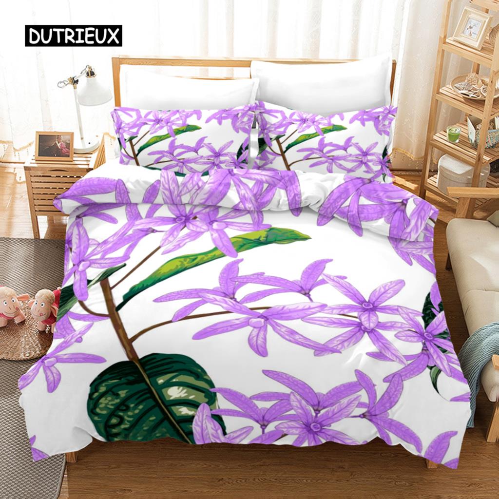 Blumiger Bettbezug Frühling Buntes Blumenmuster Einzelbettwäsche-Set für Kinder Jugendliche Erwachsene Mikrofaser Doppel Queen King Bettdeckenbezug