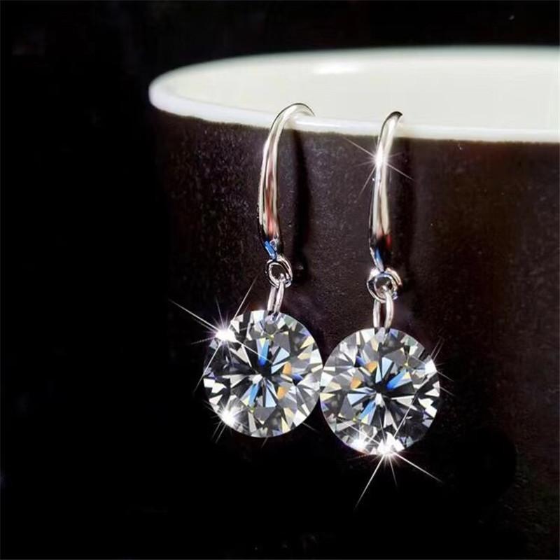 925 Silver Diamond Earring Classic Round Cut Moissanite Ear Hook Earrings D VVS1 Women Jewelry pendientes