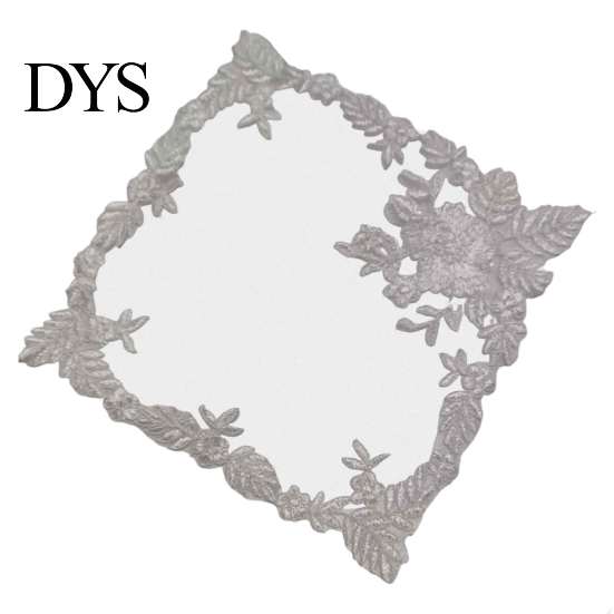 Photography Background Props Square Lace Placemat for Dining Table, Embroidered Mesh Heat Resistant Table Delicate Runners Mat, Retro Floral