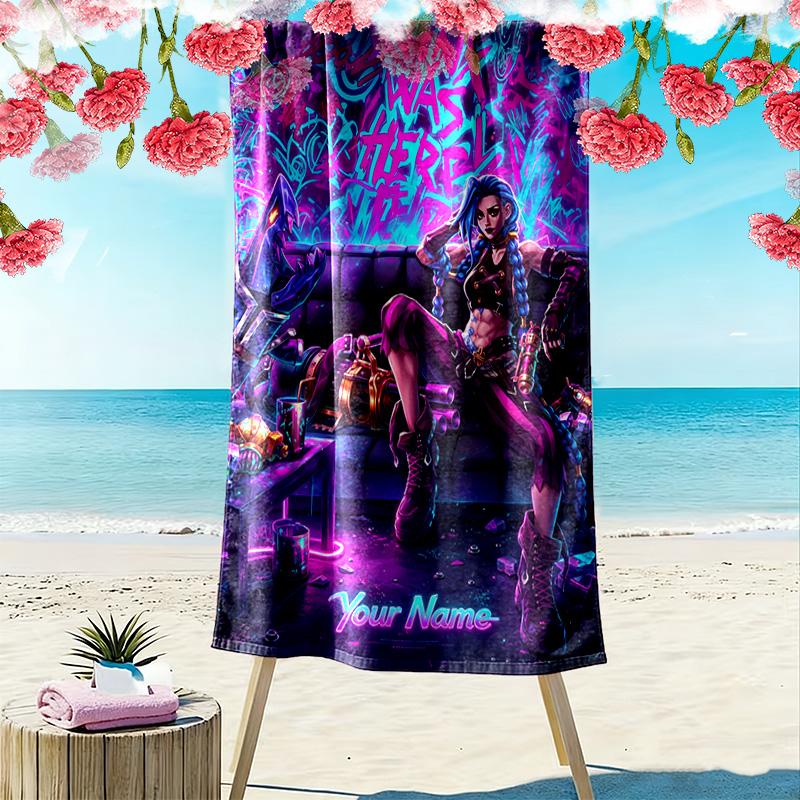 Name Custom Jinx Print Beach Towel, Large Soft Quick Dry Towel for Beach Camping Swimming