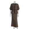 Completi estivi da donna a 2 pezzi con gonna, Top con maniche corte a sbuffo e allacciatura frontale, Gonna lunga a vita alta, Abiti casual per spiaggia e vacanze
