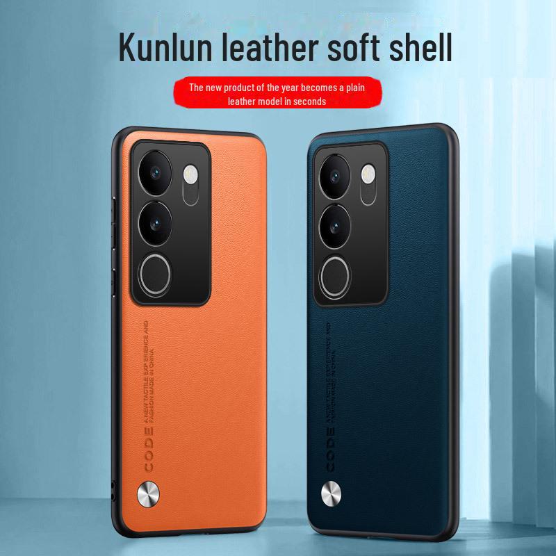 New Protective Cover for Vivos17Pro, S16e, S15, and S12 with Kevlar Anti-fall Feature In Official Plain Leather Design.