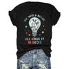 Womens Autism Awareness Neurodiversity Graphic T Shirt The World Needs All Kinds of Minds Light Bulb Floral Print Soft Stretch Round Neck Casual