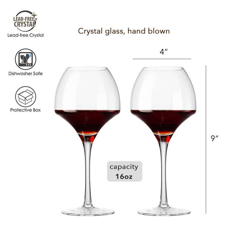 Crystal Red Wine Glasses - Premium Large Hand Blown Wine Goblet - Long Stem Wine Glasses - Gifts for Wine Lovers, Wine Tasting