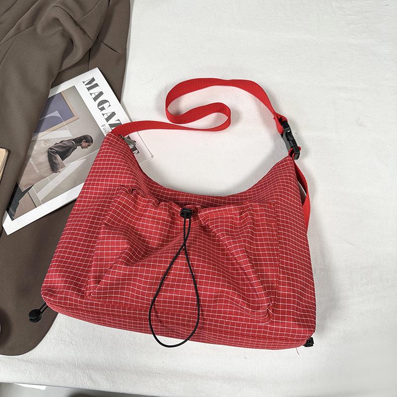 Korean Style Plaid Dumpling Bag: Women's 2026 Versatile Drawstring Crossbody