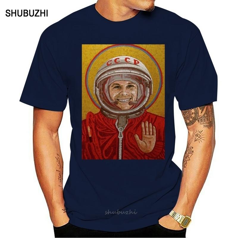 shubuzhi New Cotton Top Quality Brand shubuzhi New T Shirt Man Cotton NEW JURIJ GAGARIN MAN WAS THE WORLD MEN SHIRT S