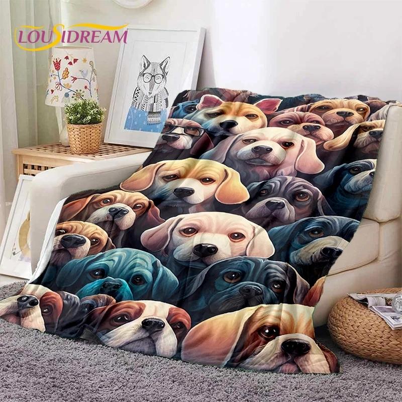 Cute Dog Samoye, Chihuahua, Husky, Koki Cartoon Soft Flannel Blanket for Beds Bedroom Sofa Picnic,Throw Blanket Outdoor Leisure