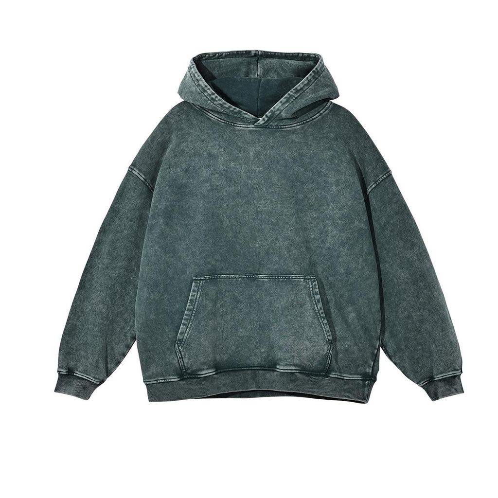 Młodzieżowa Wiosenno-Jesienna Sprana Kurtka z Kapturem w Stylu Vintage, Luźny Krój, Retro Przystojna Bluza