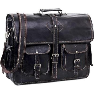 Black Leather Messenger Bag for Men and Women 18 Inch | Handmade Vintage Genuine Leather Laptop Bag for Men