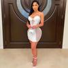 X5047 European-American Fashion Spaghetti Strap Mesh Bodycon Dress