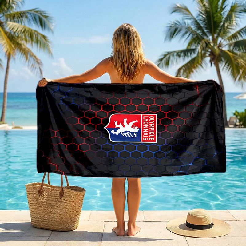 Lyon FC Print Quick Dry Beach Towel Microfiber Absorbent Portable Travel Swimming Towel