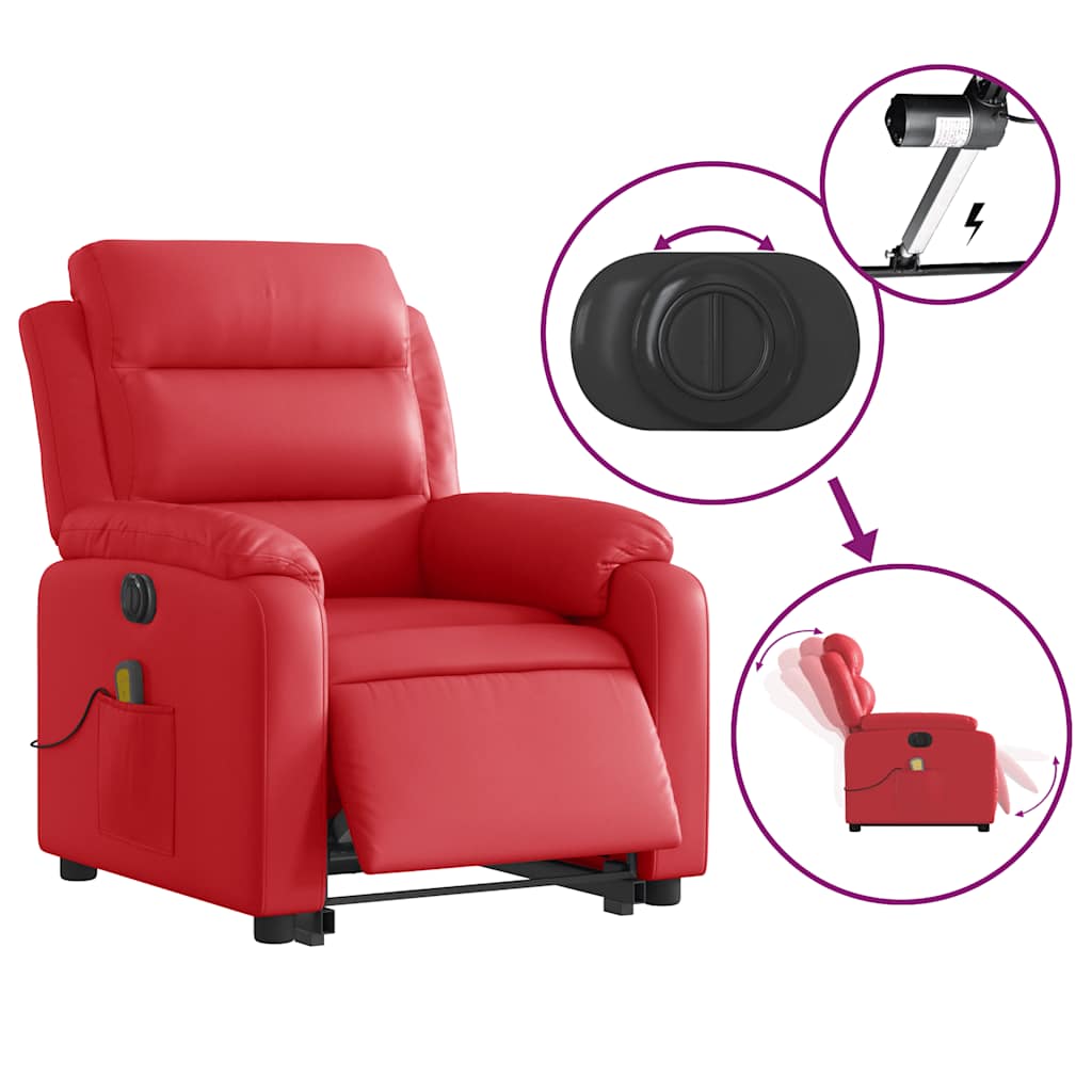Recliner Chair with Lift Function Electric Red Faux Leather