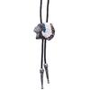 Mens Bolo Tie Indian Head Feathered Western Cowboy Necklace Jewelry Shirt Chain