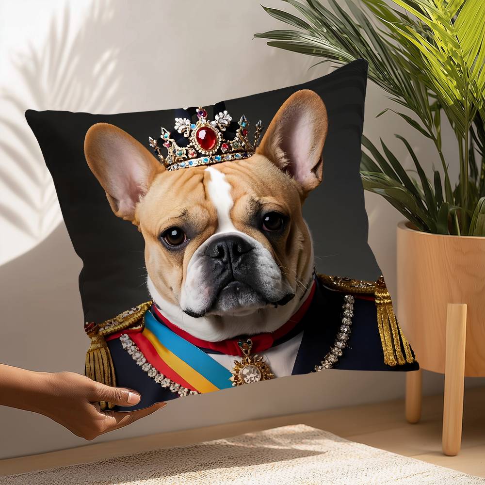 Renaissance Königlich Französische Bulldogge Kissenbezug Quadratischer Doppelseitiger Druck Kissenbezug Für Sofa Zuhause Schlafzimmer Dekor Geschenk