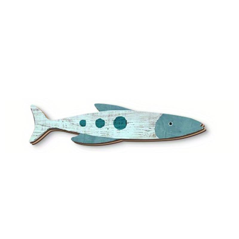 Handcrafted Wooden Coastal Wall Art Fish Set Ocean Nautical Style Decorative Ornament for Home Bathroom Guest Room