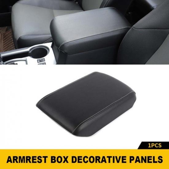Black Leather Center Console Armrest Box Panel Pad Cover Trim For 4Runner 2010+