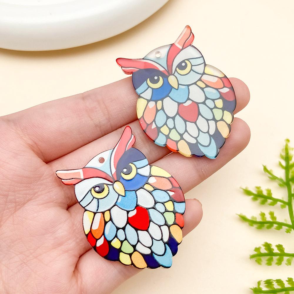 Cartoon Animal Mosaic Acrylic Jigsaw Pendant for DIY Jewelry