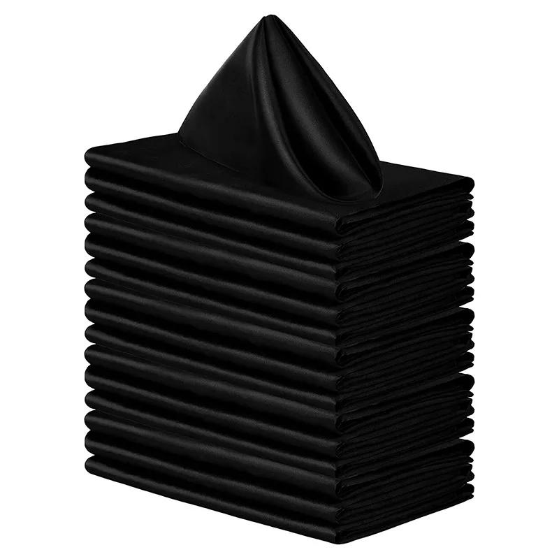 10pcs Satin Napkin 43cm*43cm Serving Table Decor Dinner Towel for Wedding Party Home Hotel Christmas Decor Table Napkins Green