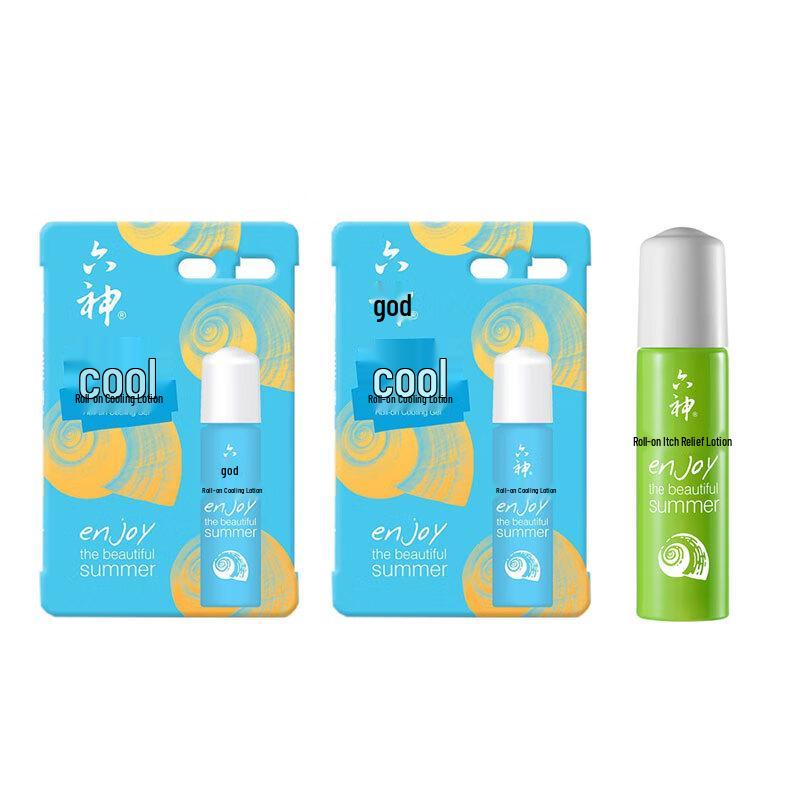 Liùshén Gentle Soothing Cooling Roll-on Lotion, 3x9ml Pack