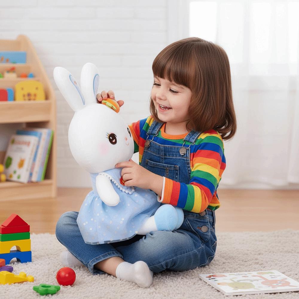 Short Plush Rabbit Plush Toy Soft Material Plush Toy Cute Cartoon Bunny Sleeping Doll  Girls Doll