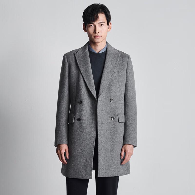 Baoxiniao Men's Double-faced Wool Double-breasted Mid-length Business Coat