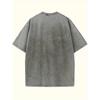 European sizes Men'S Retro Washed Leopard Print Letter Pattern T-Shirt - Casual Nostalgic Short Sleeve Crew Neck Top