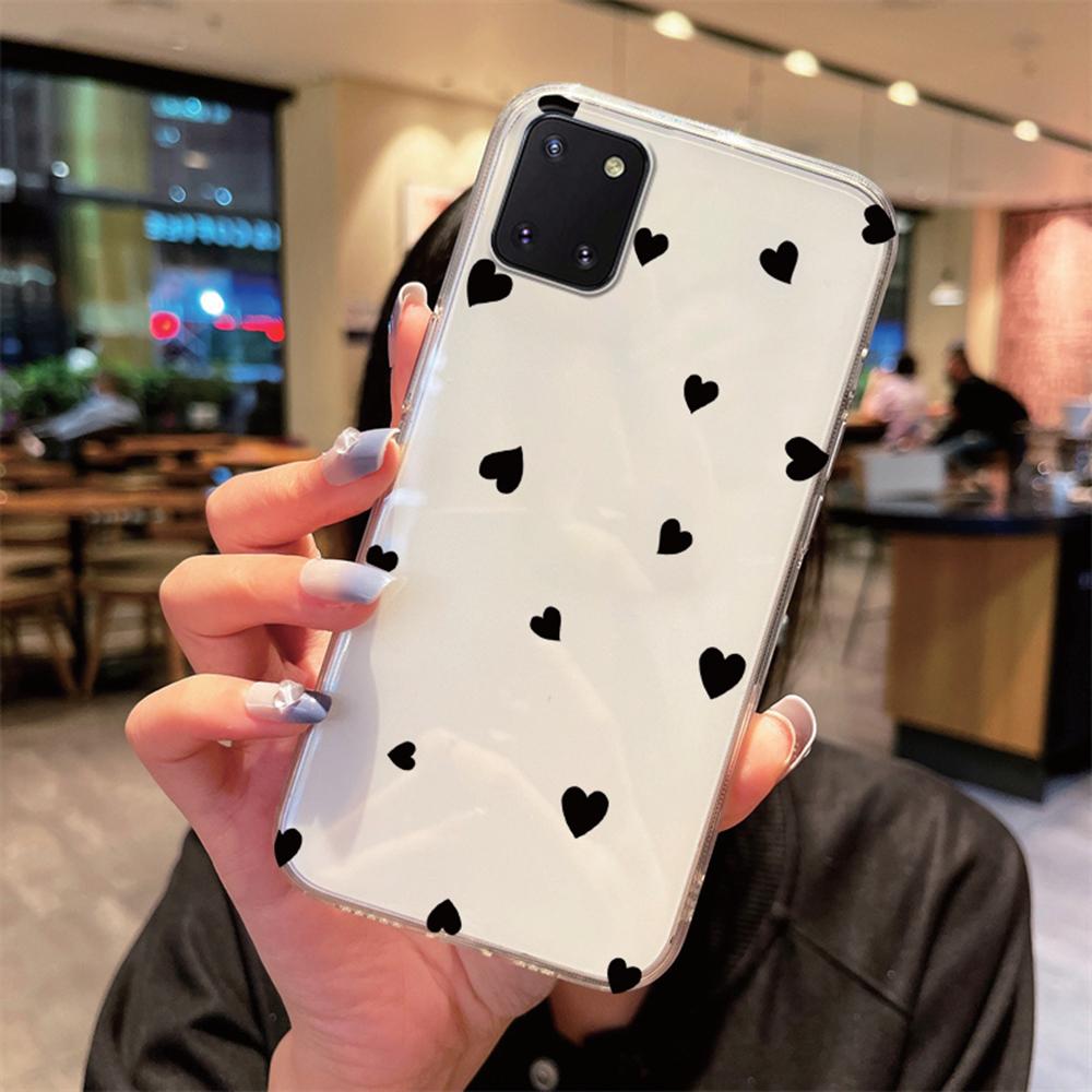 Non-Yellowing Phone Case For Samsung Galaxy Note 10 Lite S10 S10e S10+ S9 + S9 Plus Heart Transparent Clear Love Couple Cover